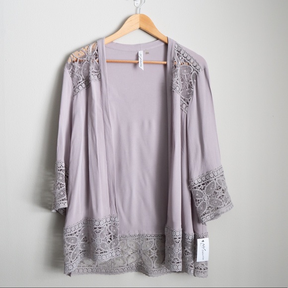 🆕NY Collection Lace-Trim Open Front Cardigan - Picture 2 of 6